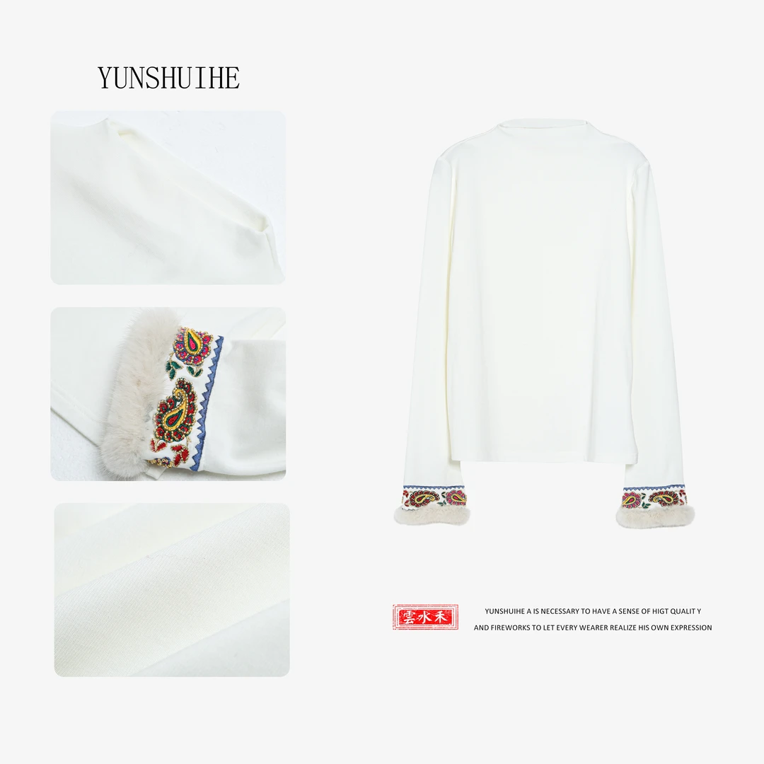 YUNSHUIHE/云水禾新中式国风佩利斯花纹绣花打底