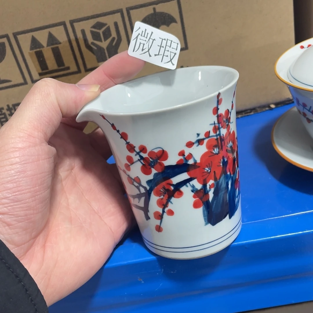 釉下手绘茶具微瑕