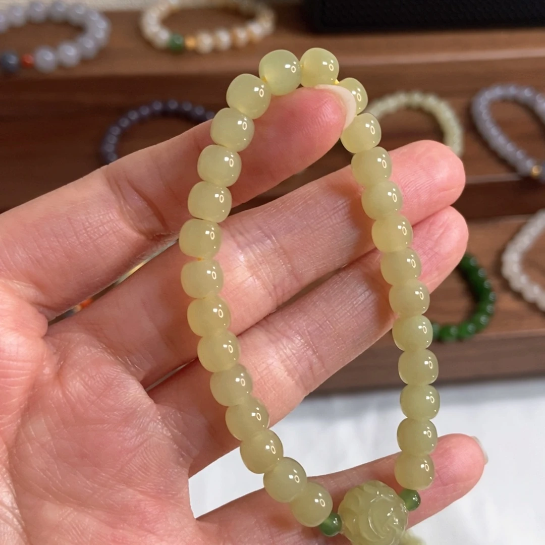 和田玉手链未镶嵌7mm老型黄口