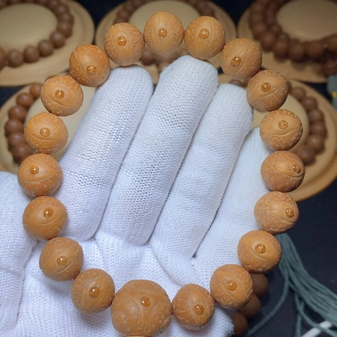 手串凤眼菩提13.5mm新籽红皮大萌眼 圆桩手串18颗
