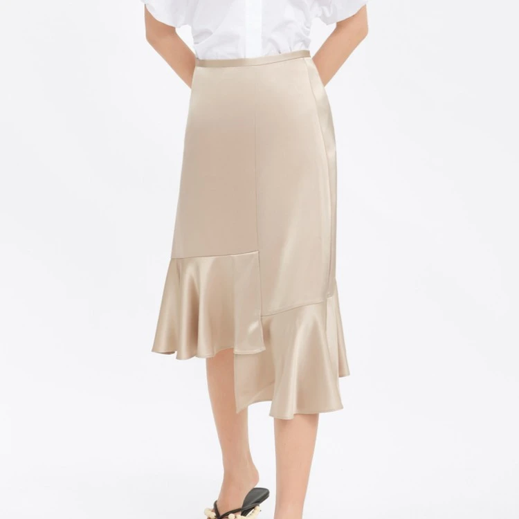 【搭搭精选】edition三醋酸半身裙显瘦荷叶边鱼尾裙#EBB2SKTT21