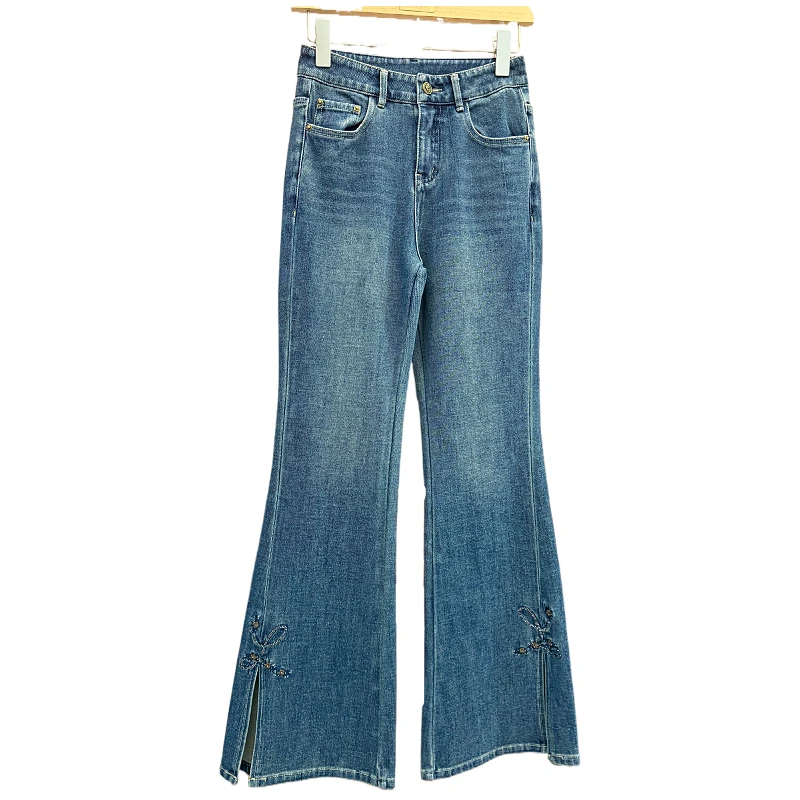 新款长裤水洗极简风直筒阔腿牛仔裤裤子休闲风喇叭裤高腰