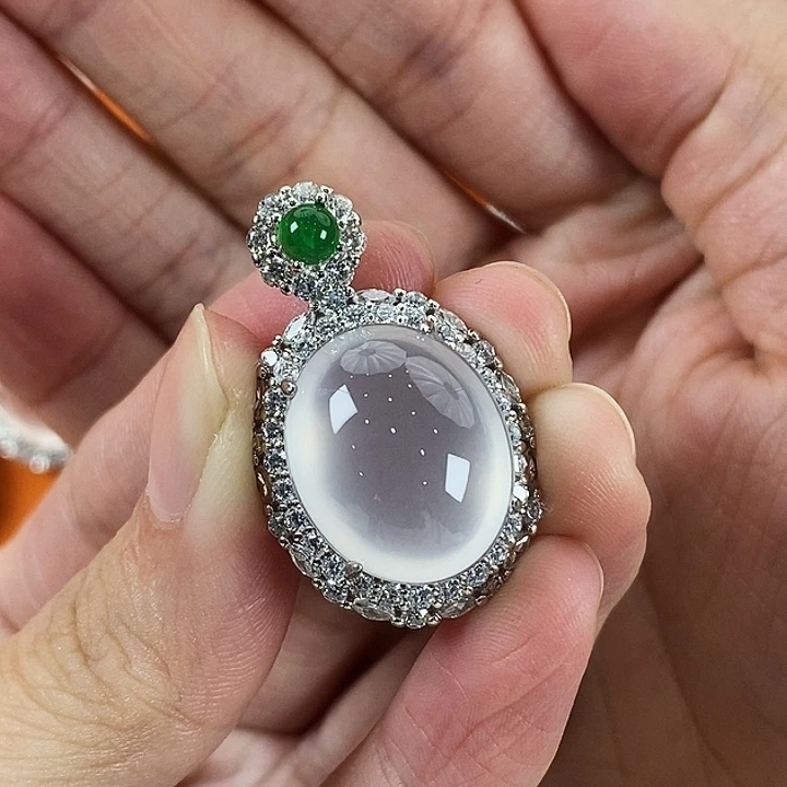 石英质玉银S925镶嵌颈饰