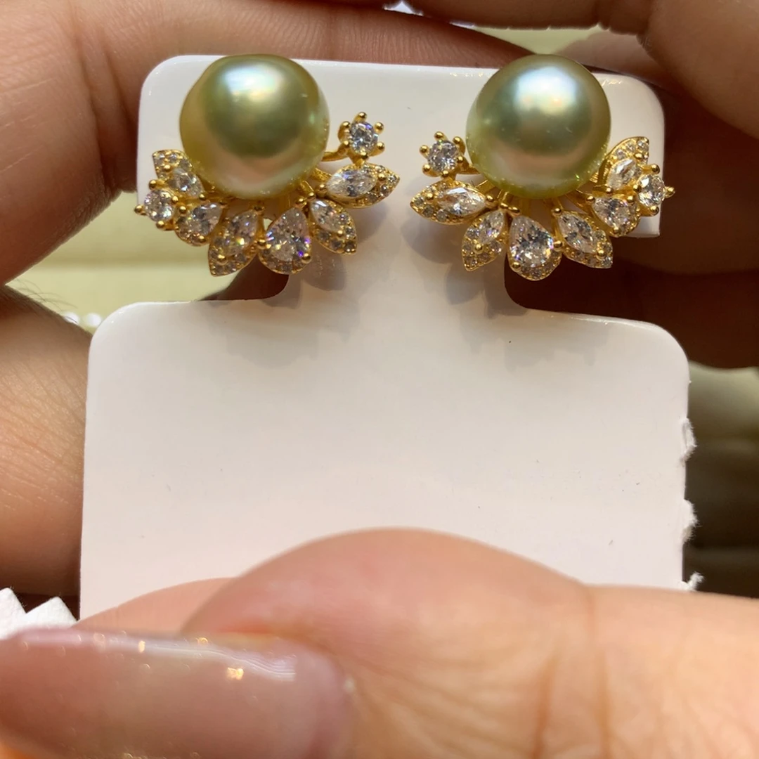 银S925镶嵌耳饰海水珍珠