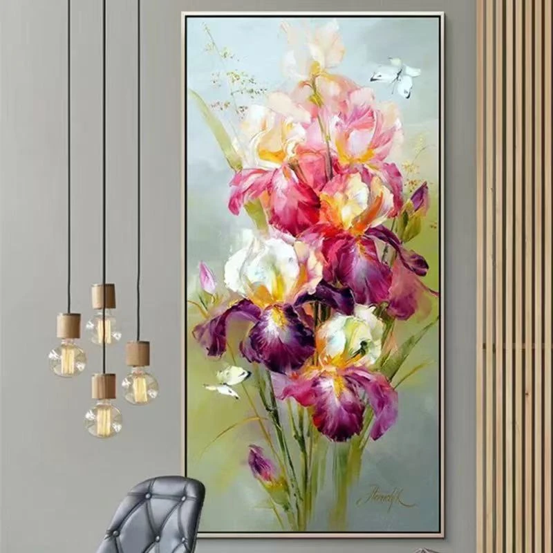 法国dmc印花棉线十字绣坚版满绣客厅玄关卧室花卉鸢尾花（60色)