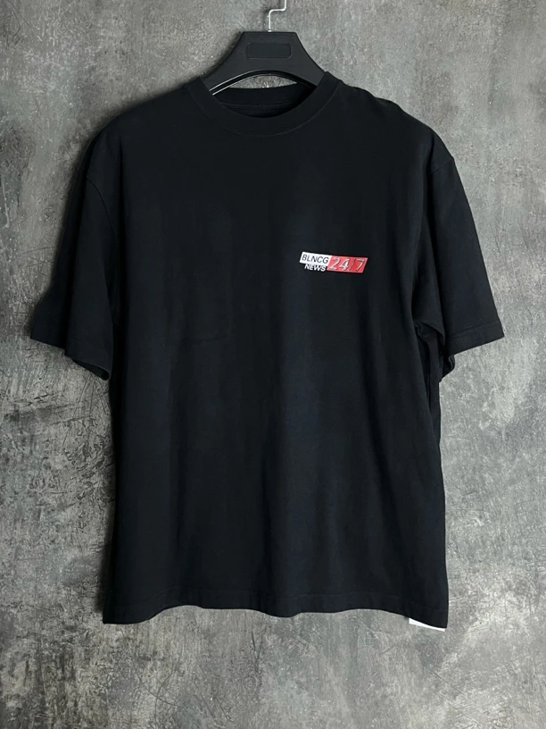 全新未使用 Balenciaga/巴黎世家 S码*1/24/7新闻Logo短袖/03474