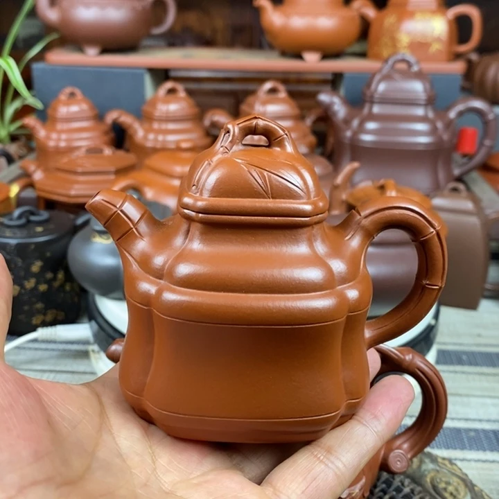 茶壶紫砂竹鼎200-260-350cc原矿赵庄朱泥特价