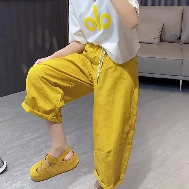 欧货2025年夏天新款轻薄速干裤九分灯笼裤女宽松显瘦Bobo气球裤子