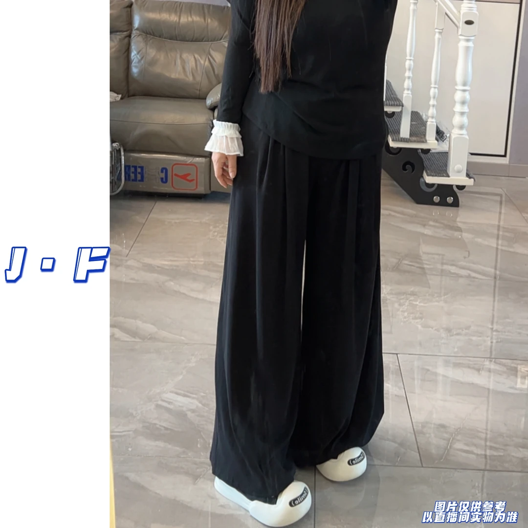 JF定制大码女装6568-1宽松高腰肥版垂感阔腿拖地裤