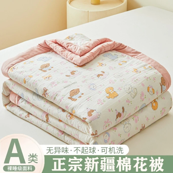 2025新款水洗棉新疆棉花被夏凉被空调可机洗薄被子卡通风活性印花
