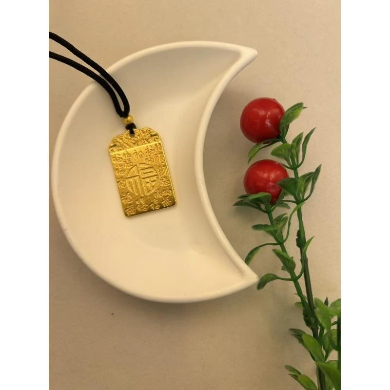 合金吊坠 合金吊坠 轻奢实心古法精工雕刻金百福牌吊坠百搭