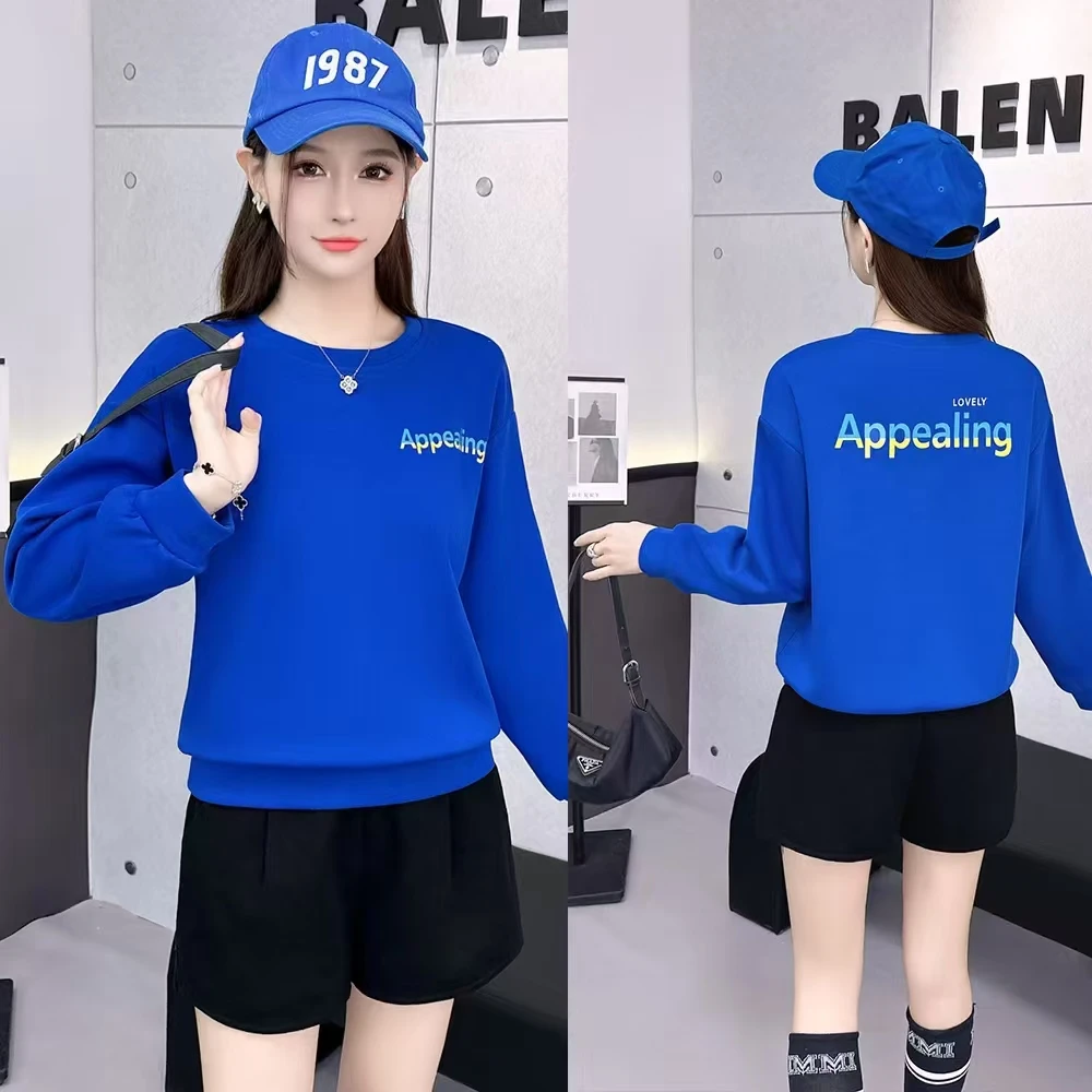 （衣长约58）春季新款时尚气质百搭休闲宽松圆领印花字母卫衣08