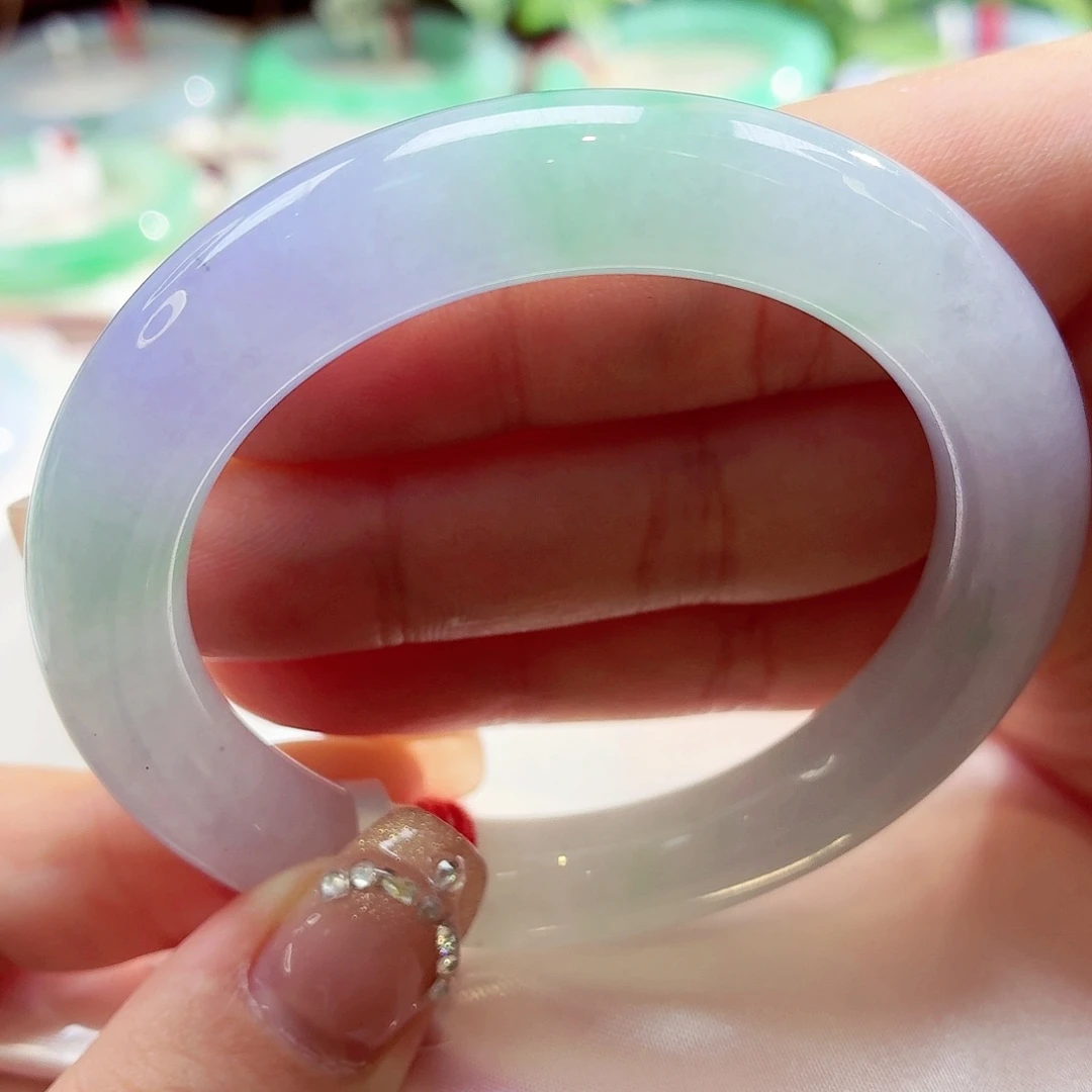 翡翠未镶嵌手镯冰春彩88-26