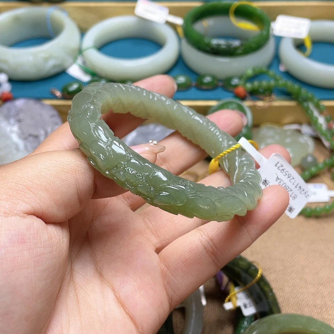 和田玉手镯57圈口74未镶嵌