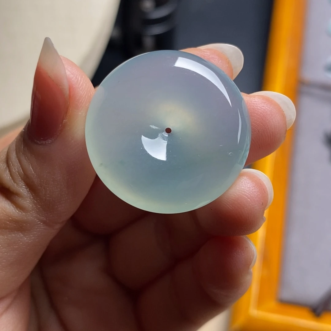 翡翠未镶嵌颈饰冰润起胶纯净细腻素雅平安扣28.4-7.6