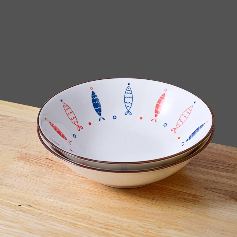 4只泡泡鱼6英寸斗碗家用陶瓷餐具米饭碗面碗卡通陶瓷餐具