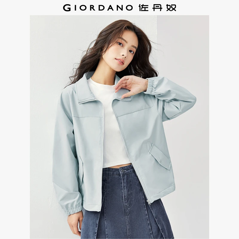 佐丹奴外套女装翻领口袋梭织休闲百搭风衣外套 05375075