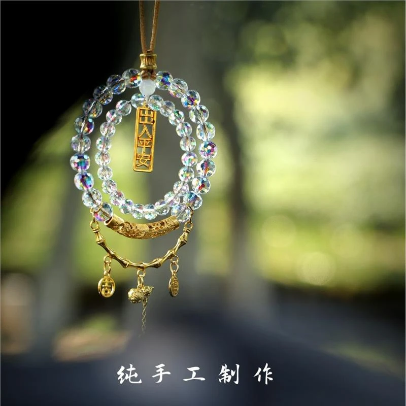 车载后视镜出入平安挂件原创设计手工新中式禅意车内饰品摆件