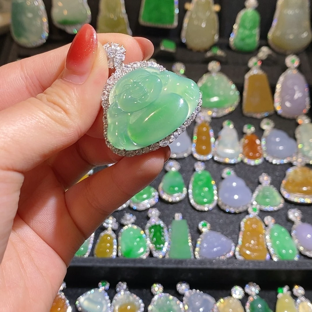 颈饰银S925镶嵌翡翠天然翡翠