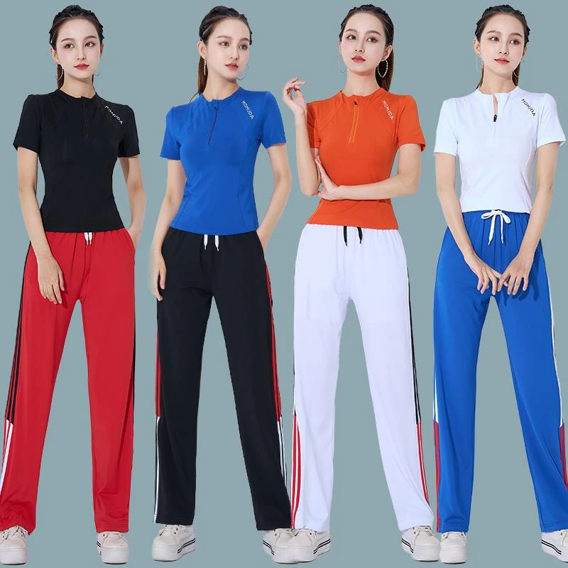 2025广场舞运动套装女大码夏季新款时尚网红速干健身跳舞服装夏天