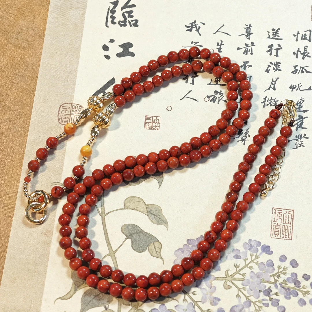 【鸿汐】ZM269207南红圆珠万能链diy花蜡5mm+