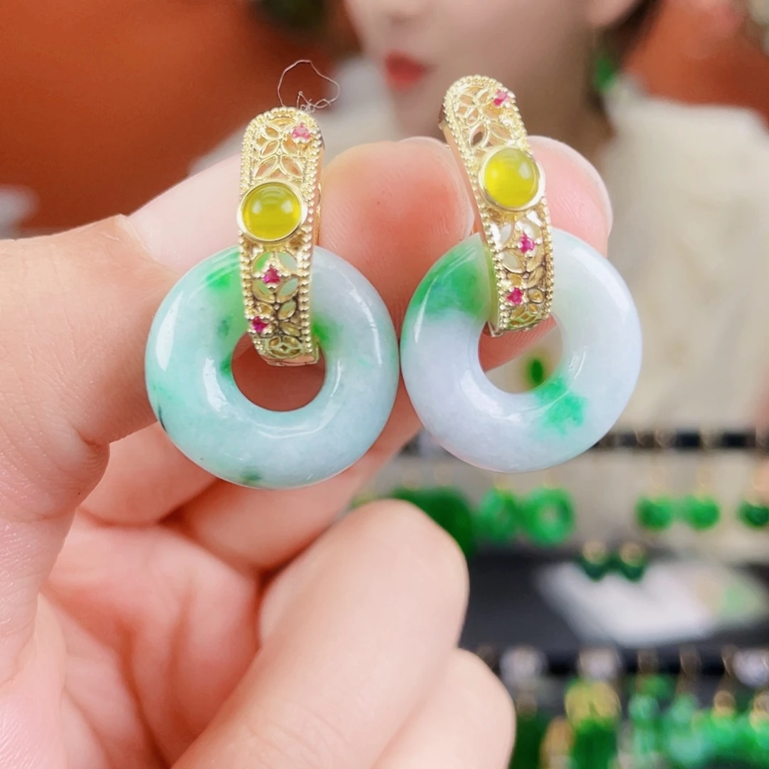 翡翠未镶嵌耳饰饰品