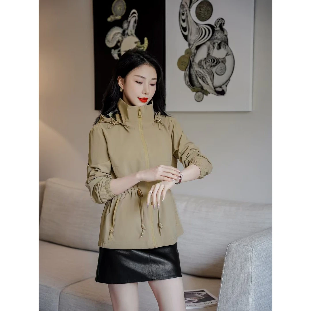 【编号190】秋冬撞色收腰格子高定新款气质显瘦英伦风风衣127361