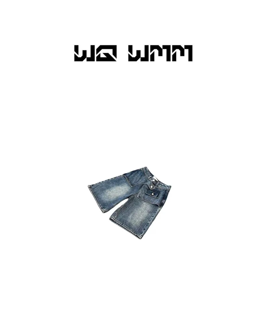 【WQWMM】时髦精气质腰封设计一体腔调感显瘦薄牛仔五分裤25A6095