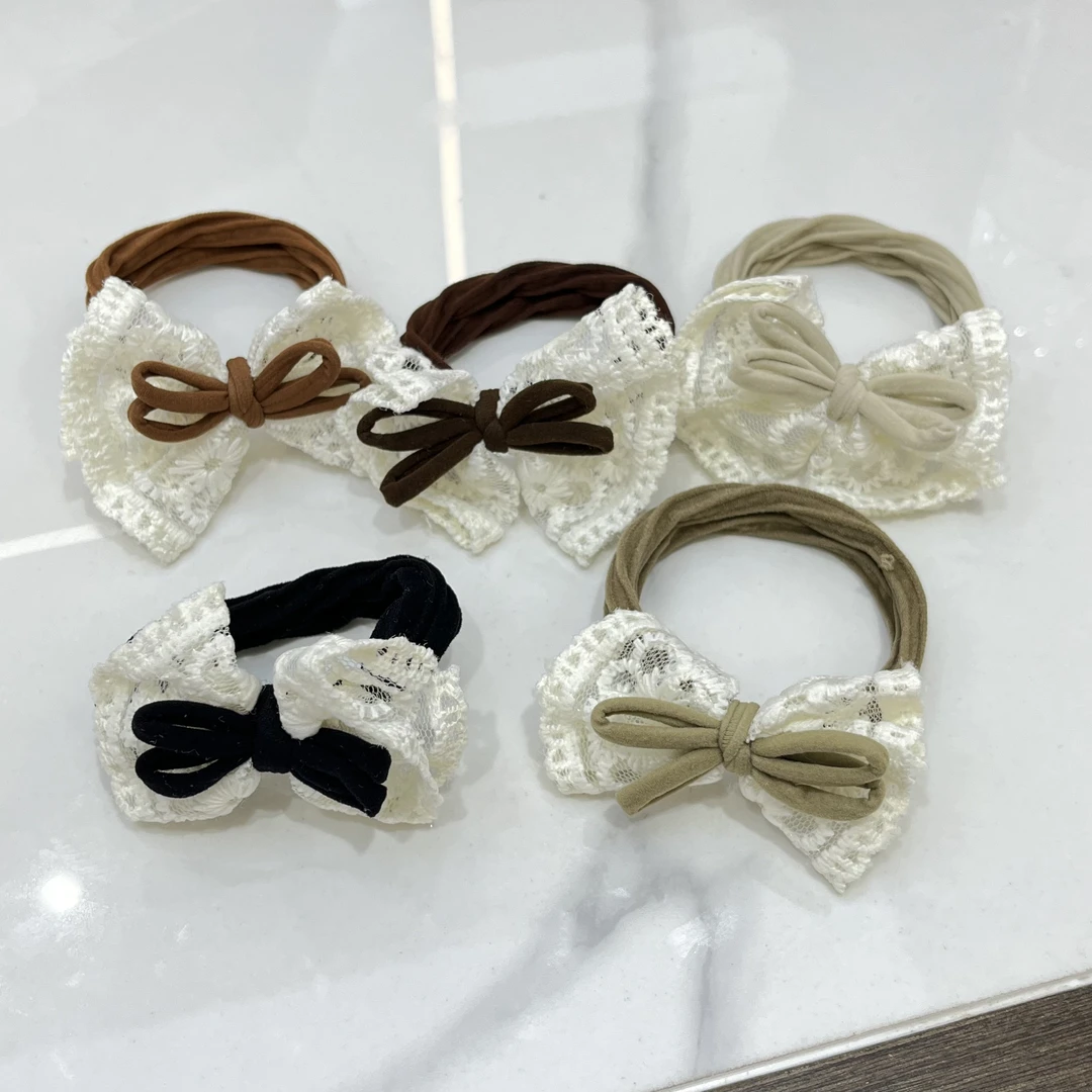 1051-时尚蝴蝶结发绳五根发货五色