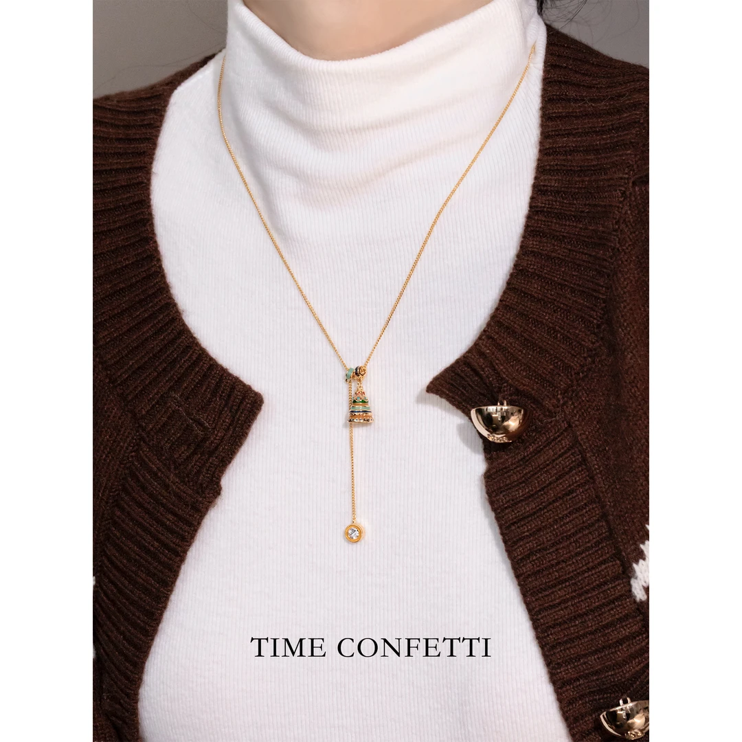 黄铜项链 镀K金【孙二娘】许愿塔-圣诞树-气质时尚小众项链TC 11776