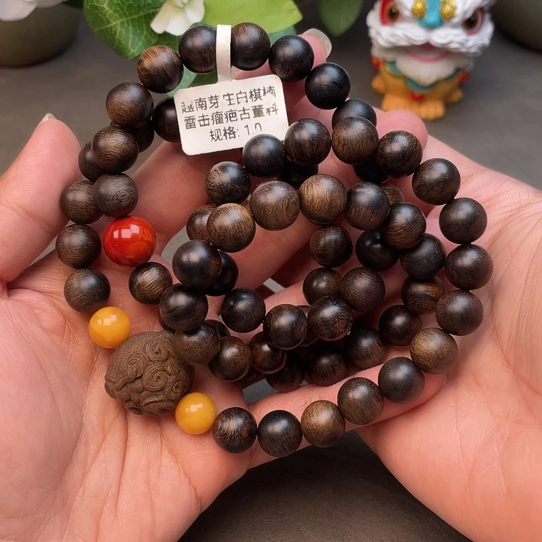 沉香碎屑沉香罗*根➕沉香佛珠越南芽庄白棋楠瘤疤古董料1.0
