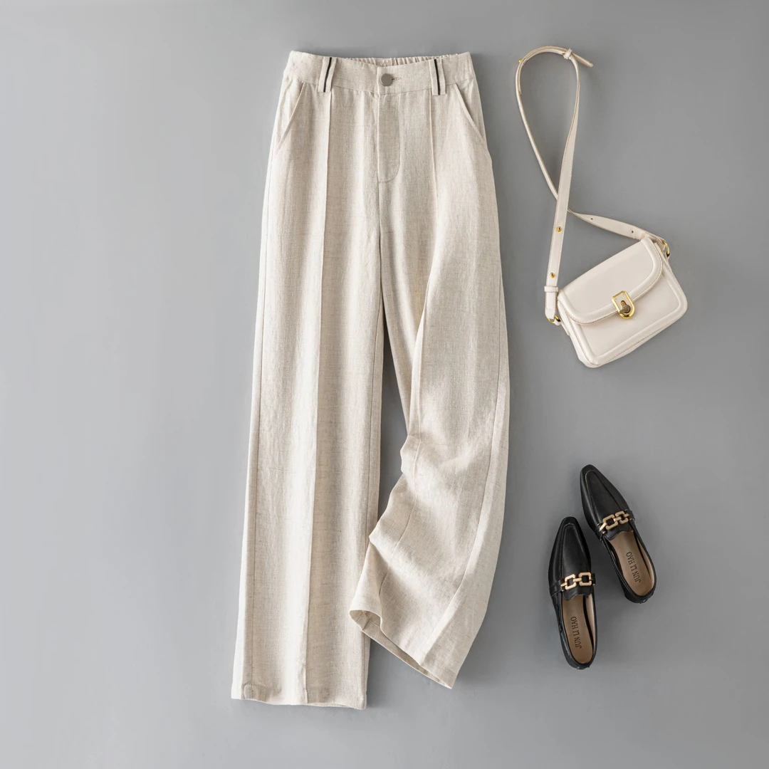 【100%纯亚麻】纯麻直筒阔腿裤薄款亚麻裤垂感显瘦遮肉时尚夏季M101