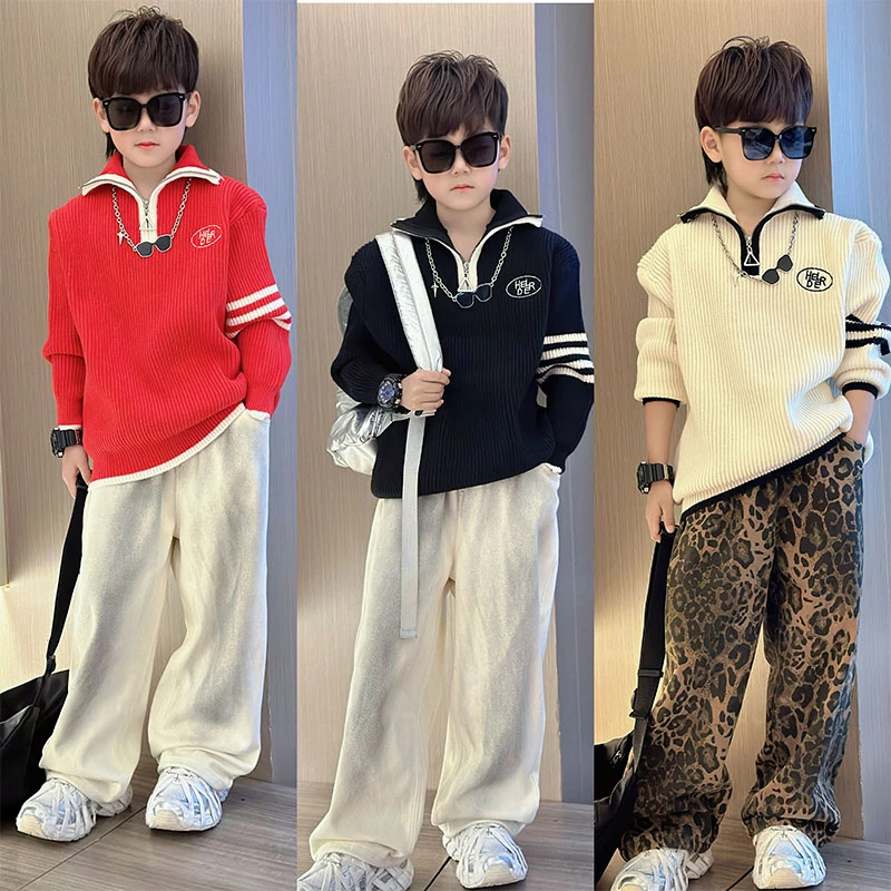 中大童毛衣小孩学生毛衫秋冬中大童男生毛衣打底衫中学生男童毛衣