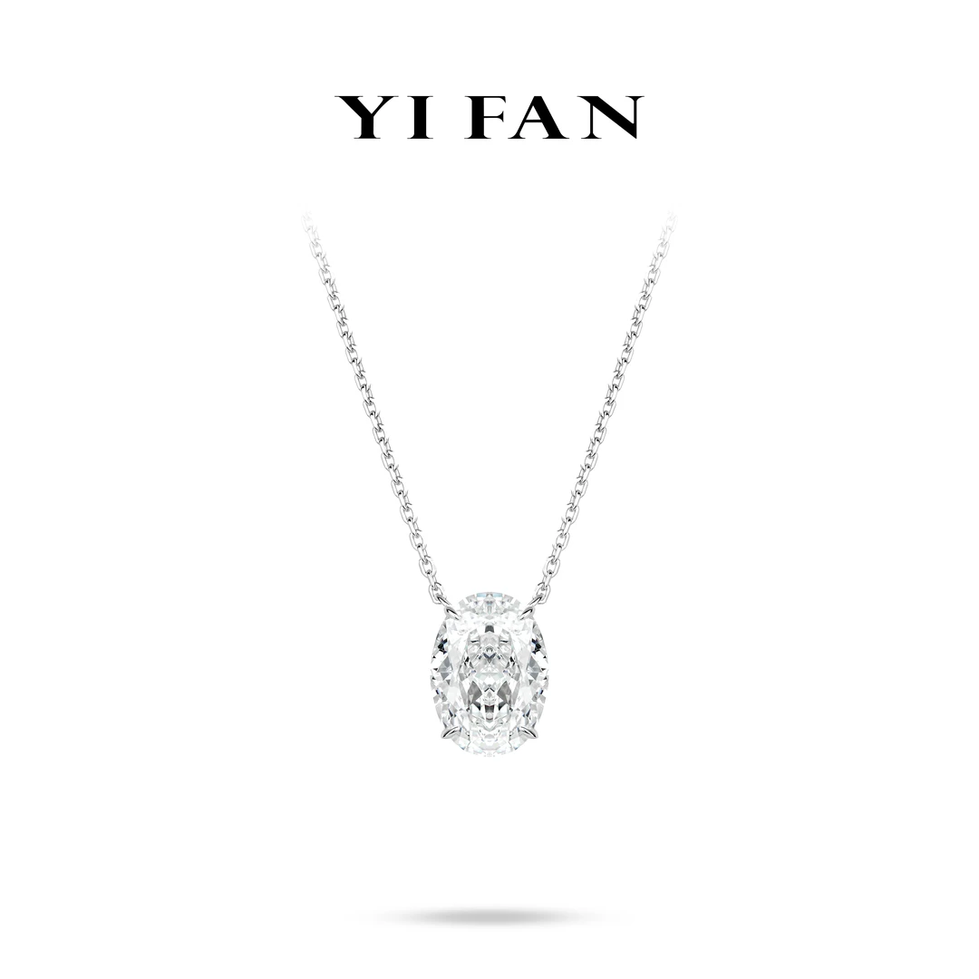 坠链均925银合成锆石 20614-白色鸽子蛋（蒙娜丽莎）四爪百搭项链