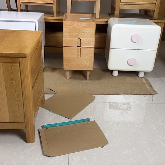 圆角款大理石木实木床头柜