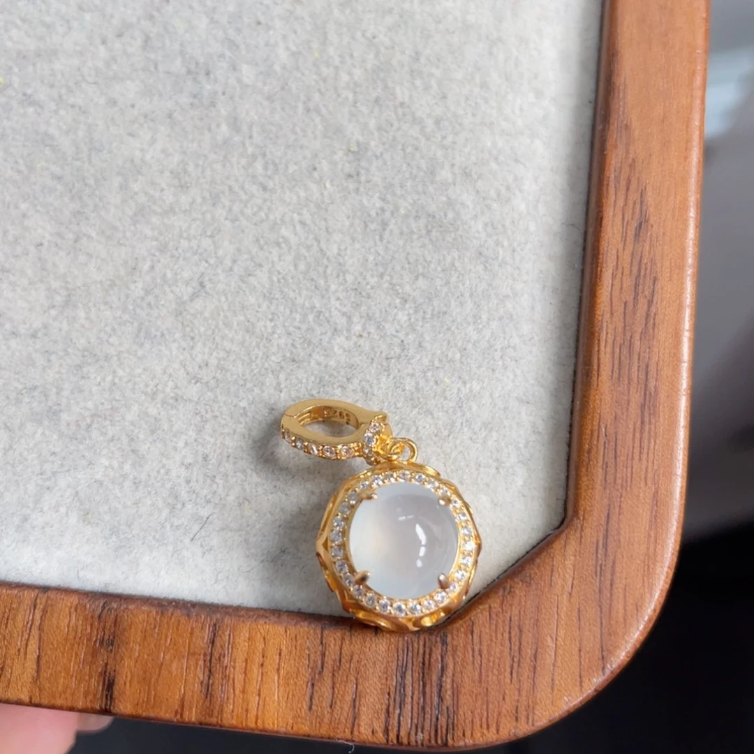 翡翠银S925镶嵌吊坠(不含链)