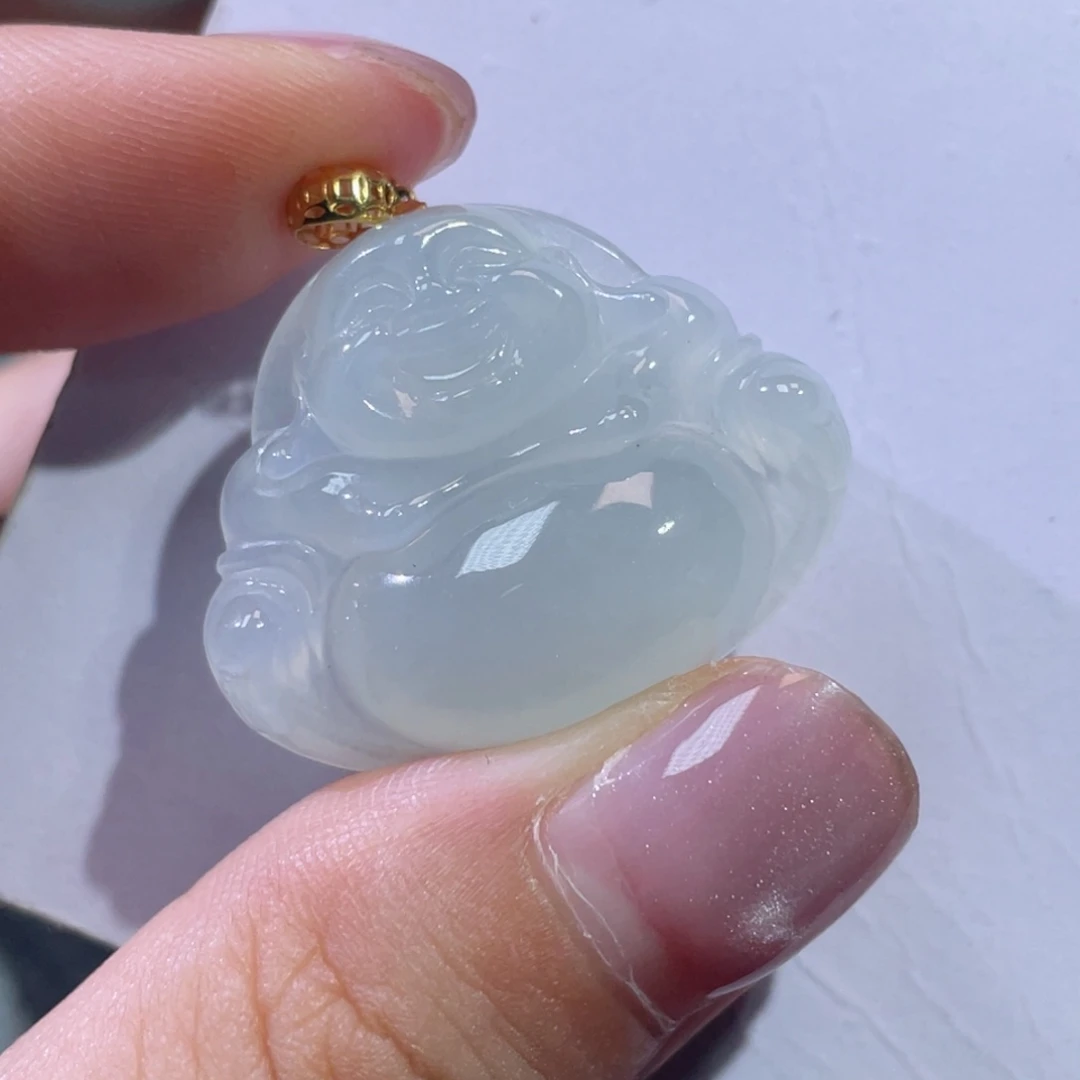 翡翠18K金镶嵌颈饰佛公