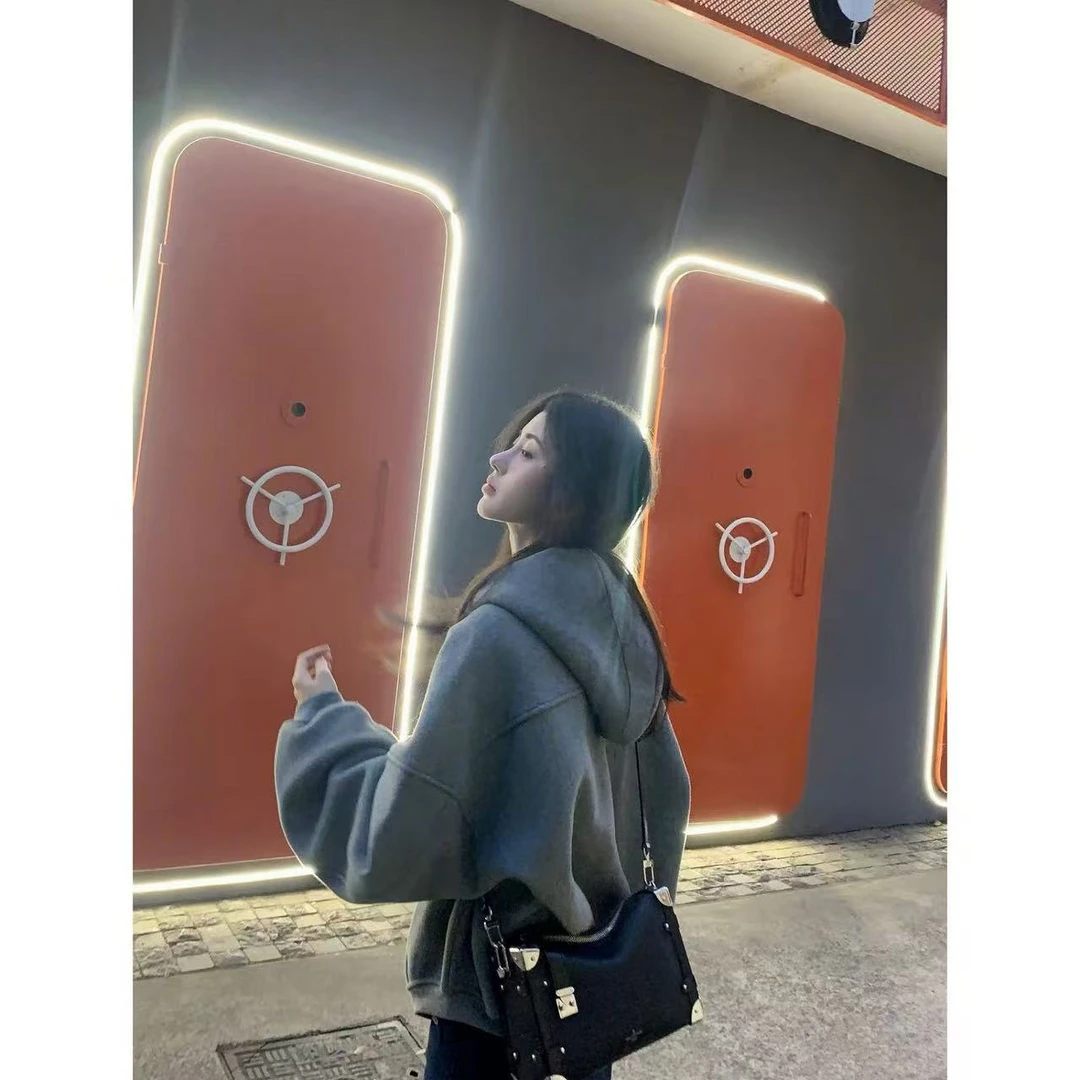 徐秋阳 松弛灰外套（加绒）秋季新款百搭时尚休闲显白唐装外套13565