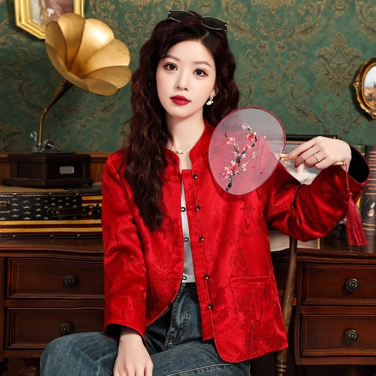 （红豆相思）25时尚复古双面双穿民族风 外套气质百搭春款上衣