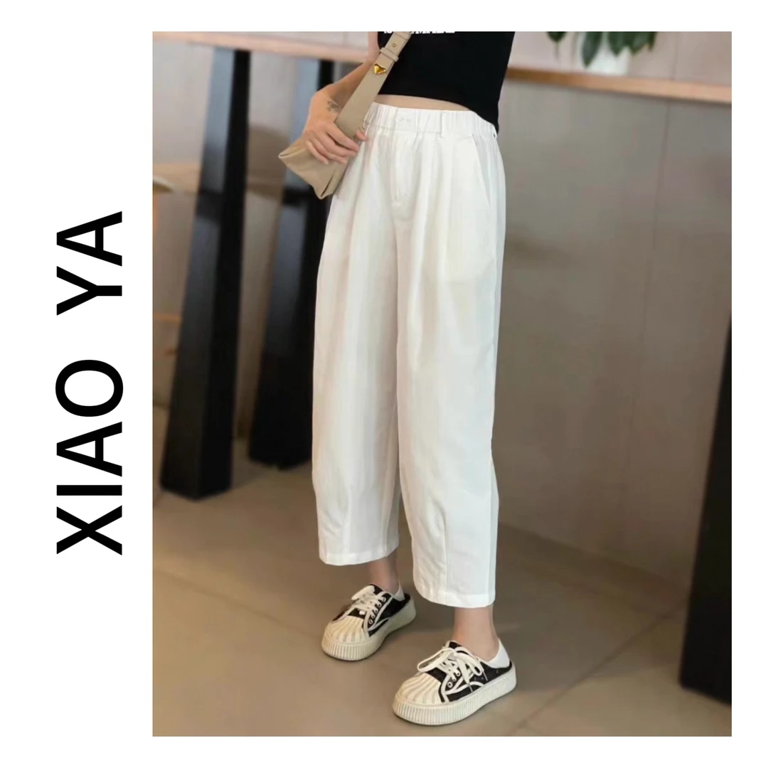 6061夏季新款韩版简约松紧腰显瘦百搭气球裤 （裤长89）