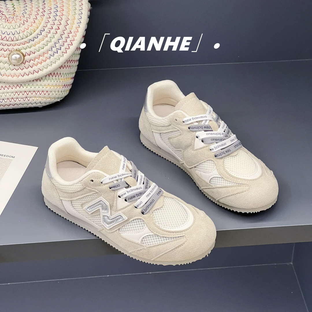 「Qan'h千合女鞋」•奶油德迅鞋女夏季网面设计款透气阿甘鞋（0122）