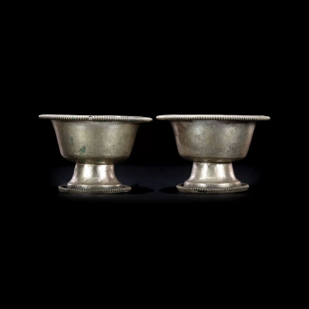 白铜藏式酥油灯供奉摆件