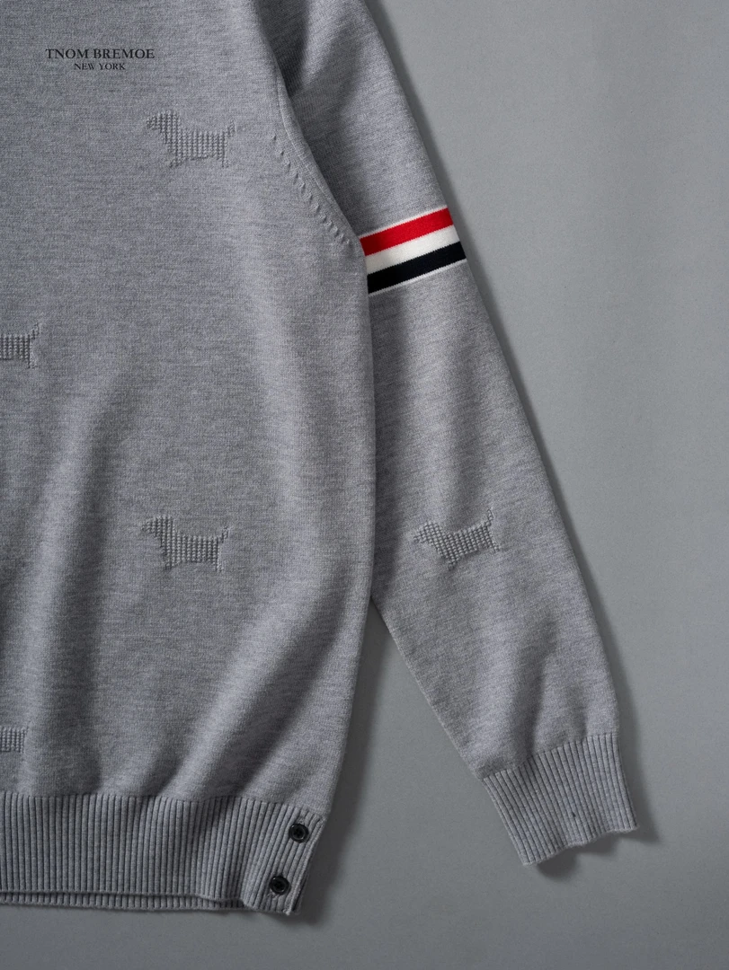 TNOM BREMOE亲肤绵羊毛针织打底毛衣中性风腊肠狗提花套头秋冬