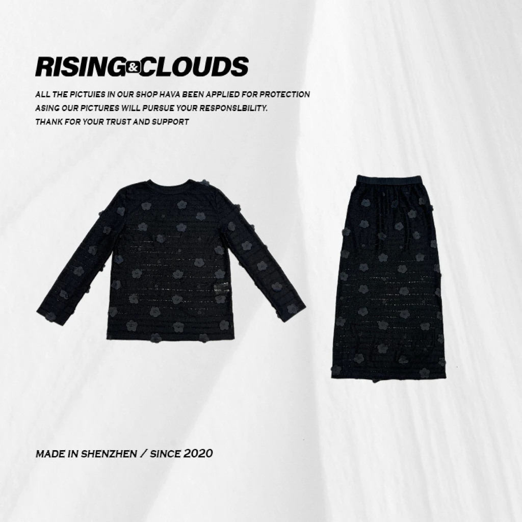RISING&CLOUDS【原创】2025深圳气质时尚花朵上衣套装020448