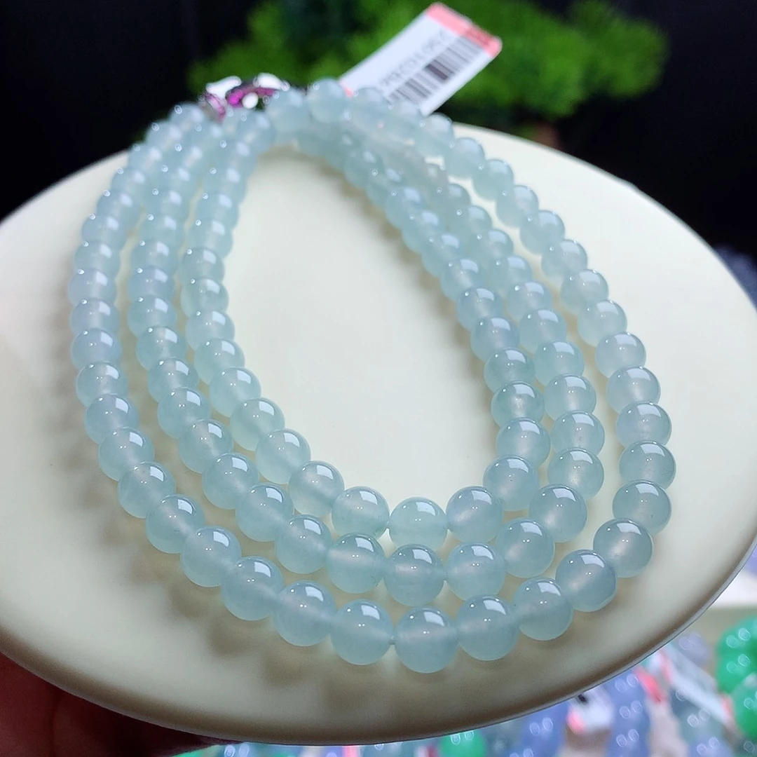 项链未镶嵌翡翠卡6mm冰胶蓝晴底项链