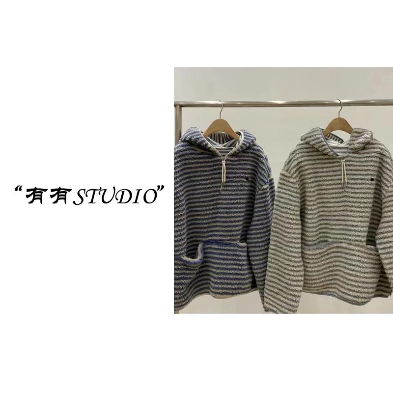 有有-[条纹控]韩系eg*g半拉链时尚连帽卫衣CP-2973