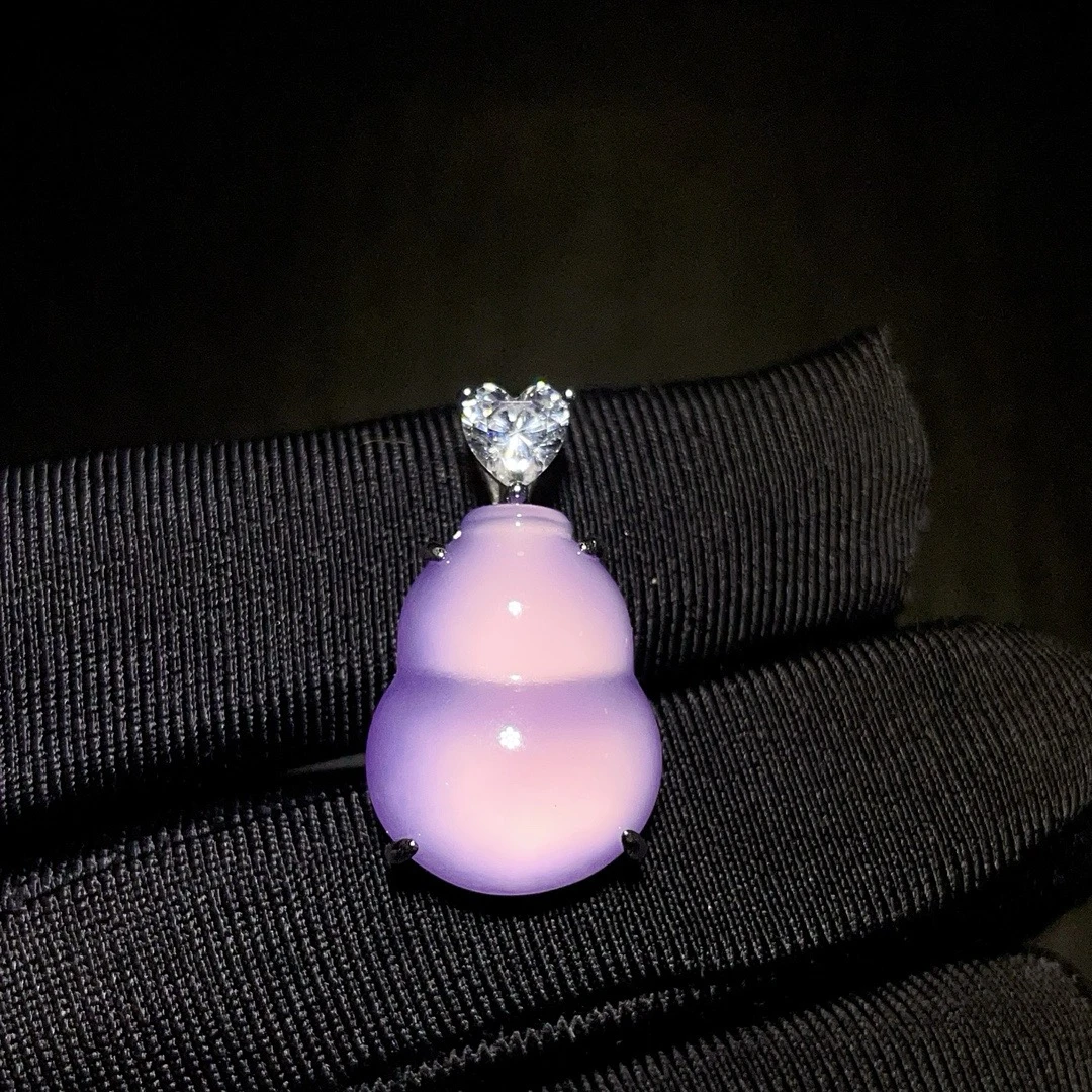 宋雅天然玉髓通体S925银紫色葫芦吊坠新中式精美设计款百搭简约