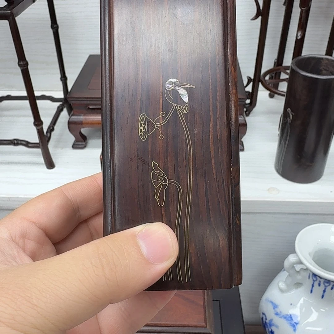 木紫光檀正方笔筒