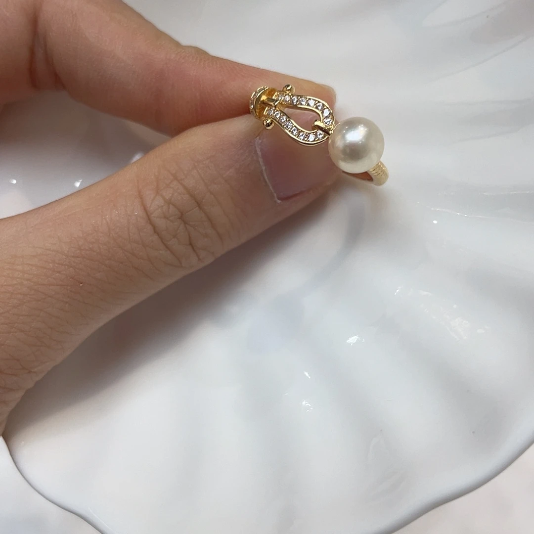 银S925镶嵌戒指海水珍珠