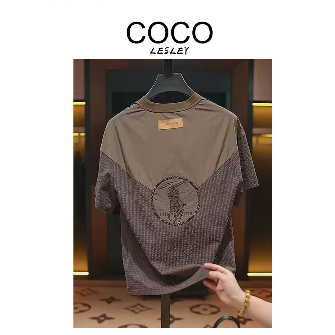 【COCOLESLEY】大地双色马拼接T恤夏季